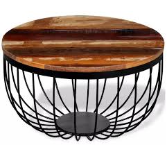 Round glass and wood coffee table with nested stools: Vidaxl New Design Reclaimed Solid Wood Round Coffee Tea Table With Lacquered Iron Legs Creative Living Round Room Table Coffee Tables Aliexpress