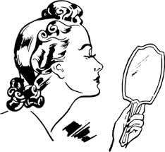 Black And White Vector Drawing Publicdomainvectors Org Vector Drawing Of Lady Holding A Hand Mirror Mirror Drawings Mirror Illustration Mirror Artwork