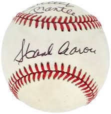 Mickey Mantle, Hank Aaron Dual-Signed ONL Giamatti Baseball