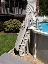 Neptune Above Ground Swimming Pool A Frame Ladder Entry System Color Taupe Above Ground Pool Steps Pool Steps Above Ground Swimming Pools