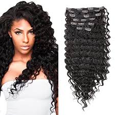 We offer curly clip in hair extensions for sale with human hair as well as synthetic hair. Amazon Com Fashion Line Synthetic Deep Wave Curly Clip In Hair Extensions Double Weft Full Head Heat Resistance Thick Deep Wave Clip In 7 Pieces 24 Deep Wave 2 Dark Brown Beauty