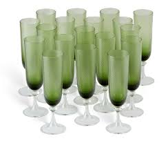 Wholesale 195ml goblet bulk crystal glass stemware. Eighteen Italian Nason Moretti Green And Clear Glass Champagne Flutes 20th Century With Acid Etched Marks Christie S