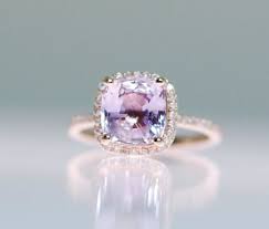 Purple Sapphire Ring 14k Rose Gold Diamond Ring 3 45ct Square Cushion Lavender This R Peach Sapphire Engagement Ring Purple Sapphire Ring Pink Sapphire Ring
