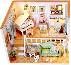 How to diy barbie doll house chair super easy. Amazon Com Miniature Houses Diy Woodendiy Dollhouse Little Dollhouses House Kit Real Mini Rooms Kit Mini House Cute Room Diy Doll House Small Kit Houses Mini Doll Rooms Realistic Doll Kits Tiny Dollhouse