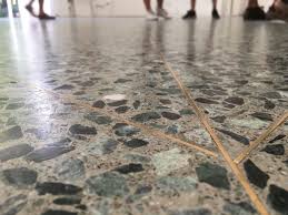 Detailing In Terrazzo Floors The Finishing Touch Wit A Braa Or Copper Profile Terrazzo Flooring Terrazzo Flooring