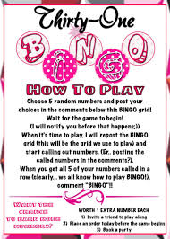 Bingo Games To Play On Facebook Thirty One Bingo Thirty One Facebook Thirty One Hostess Thirty One Games