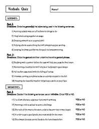 Verbals Exam Gerunds Infinitives Participles With Answer Key Language Arts Lessons Exam This Or That Questions