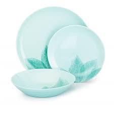 Luminarc Dinnerware Arpegio Turquoise Tableware Set Of 18 Kitchen Plates Bowl And Dessert Plates Kitchen Dinnerware Set For Home Walmart Com Walmart Com