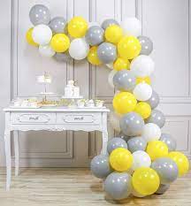 Partywoo Gray Yellow White Balloons 60 Pcs 12 Inch Pack Of Yellow Balloons Gray Balloons Baby Shower Yellow Grey Baby Shower Yellow Yellow Party Decorations