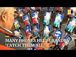 Taiwanese Ar Gaming Grandad Uses 21 Phones To Catch Them All In Pokemon Go Youtube