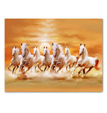 Horse Running In The Sunset Canvas Print Horse Canvas Painting Seven Horses Painting Horse Oil Painting