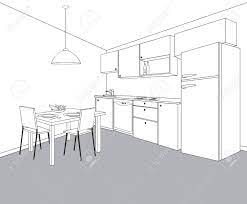 Infuse your personality into the kitchen, even though you are a renter. Interior Sketch Of Kitchen Room Outline Blueprint Design Of Kitchen With Modern Furniture And Dining Table Royalty Free Cliparts Vectors And Stock Illustration Image 103581081