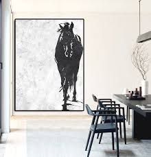 Black And White Horse Painting Extra Large Acrylic Painting On Canvas Minimalist Painting Canvas Art Black And White Horse Hand Pai Canvas Art Painting Canvas Painting Minimalist Painting