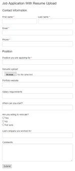 Writing a resume objective which doesn't match the job or a career summary that. Html Code For Job Application With Resume Upload Form