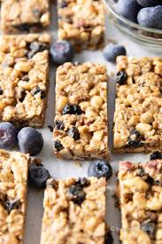 Use any combination of chocolate chips, dried fruit, coconut, pecans, almond slices, or any other tidbits you'd like in a granola bar. Healthy Homemade Blueberry Granola Bars Vegan Gf Beaming Baker