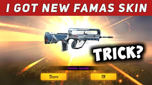 In free fire, gun skin is included as an accessorize that can help you to win, unlike bundles that can only change your appearance, gun skin can provide you additional stats that make your gun stronger. I Got Permanent Famas New Guns Skins Trick Garena Free Fire Youtube