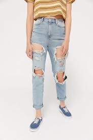 Bdg High Waisted Mom Jean Destroyed Light Wash Girls Ripped Jeans Camouflage Pants Women Black Ripped Jeans