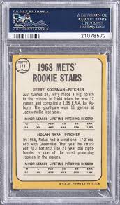 That said, the 1968 topps nolan ryan rookie is an incredible card and one of the hobby's most valuable baseball cards. Lot Detail 1968 Topps 177 Nolan Ryan Rookie Card Psa Gem Mt 10 1 Of 1
