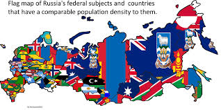 More about flags of russia. Flag Map Of Russia S Federal Subjects And Countries That Have A Comparable Population Density To Them Mapporn