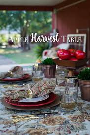 Fall outdoor entertaining around a fire pit. Apple Harvest Table