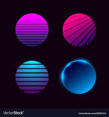 Set Retrowave Synthwave Vaporwave Style Suns Vector Image Synthwave Art Synthwave Vaporwave Art