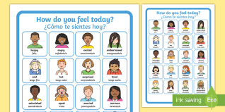 How Do You Feel Today Emotions Chart A4 Display Poster English Spanish