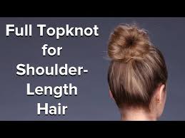 Once the tangles are removed, spray your hair with the right hairspray for your hair type. Full Top Knot Bun For Medium Length Hair Musely