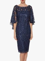 Gina Bacconi Leilani Sequin Cape Sleeve Dress Navy In 2020 Cape Sleeve Dress Dress Brokat Dress Pesta