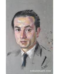 An amazing pastel and charcoal Artwork by artist-painter Omar Onsi showing  the young portrait of Artist Painter and Poet Joseph Matar. Visit  LebanonArt.com #charcoal #portrait #art #artportrait #myart #loveart  #artistpainter #omaronsi #artwork #