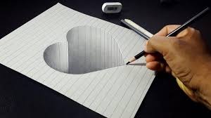 how to draw a 3d hole heart shape easy 3d drawings for kids アートレッスン トリックアート 錯覚アート