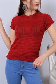 23 95 Tl Kiremit Bayan Yazlik Orme Bluz 13375b Modamizbir Bluz Bluz Modelleri Kiremit