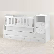 Mitwachsendes Babybett In Weiss Grau Inkl Wiege Wickelkommode 5 Schubladen Kinderbett Komplett Umbaubar Wickelkommode Babybett Kinderzimmereinrichtung