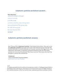 Subatomic Particles Worksheet Answers