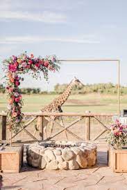 Outdoor Wedding At The Columbus Zoo Africa Center In Ohio Katee Andrew Stephanie Kase Photography Outdoor Wedding Zoo Wedding Country Wedding Flowers