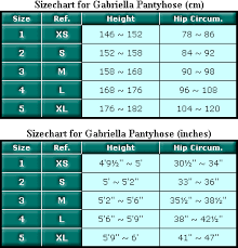 Size Chart For Gabriella Opaque Microfibre Tights 80 Den