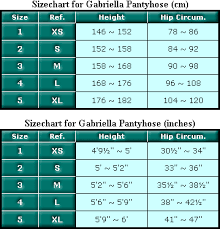 size chart for gabriella opaque microfibre tights 80 den