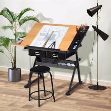 Adjustable Drawing Drafting Table P2 Mdf Tiltable Borad Iron Frame With Stool Wish Drawing Table Art Table Drafting Table