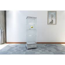 The front panel is a hinged door with a latch. Orren Ellis Play Ball Glass Curio Cabinet Wayfair