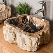 Salle de bain beige et bois moulage est un de plus direction de amélioration. Double Vasques De Salle De Bain En Bois Petrifie Fossilise Beige Marron L 45 Cm