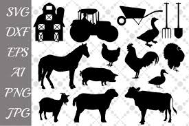 Free Farm Svg Farm Animals Farm Clipart Animals Silhouette Crafter File Animal Silhouette Animal Cutouts Cricut Animals