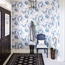 How To Infuse A New Build House In The Suburbs With Urban Sophistication Hill Interiors Feature Wall Wallpaper Blue Floral Wallpaper