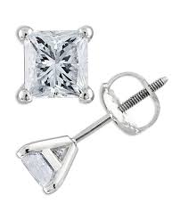 Bringing polish and shine to any occasion, diamond earrings are jewelry box essentials. Macy S Certified 3 4 Ct T W Princess Cut Diamond Stud Earrings In 14k White Gold Reviews Earrings Jewelry Watches Macy S