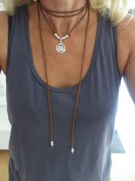 Chain Choker Boho Wrap Necklace Leather Beads Lotus Boho Hippie Necklace Halskette Leder Lederhalsband Und Enger Kragen