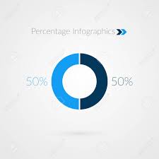 50 Percent Blue Pie Chart Symbol Percentage Vector Infographics