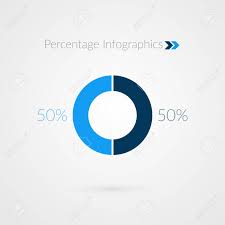 50 percent blue pie chart symbol percentage vector infographics