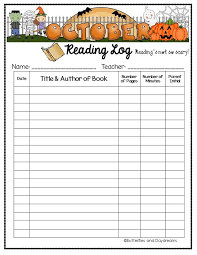 Reading Log October Reading Logs Reading Incentives Homeschool Reading