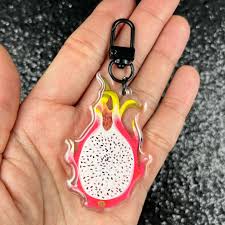 Dragon Fruit, Dragon Fruit Keychain, Fruit Keychain, Acrylic Keychain,  Acrylic Charm, Fruit Charm, Tropical Fruit, Keychain