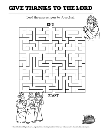 Special Jehoshaphat Coloring Page 2 Chronicles 20 Give Thanks To The Lord Bible Mazes This Fun Bible For Kids Bible Lessons For Kids Bible Activities For Kids