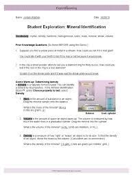 Find a mineral that has properties that match sample a. 5 Mineral Id Gizmo Minerals Density