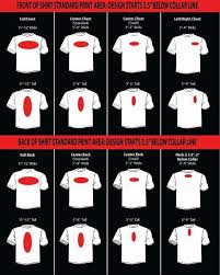 Decal Size Chart For Shirts Embroidery Shirt Embroidery
